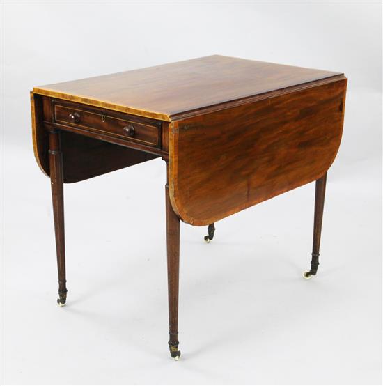 A Regency boxwood strung crossbanded mahogany Pembroke table, W.2ft 9in. H.2ft 5in.